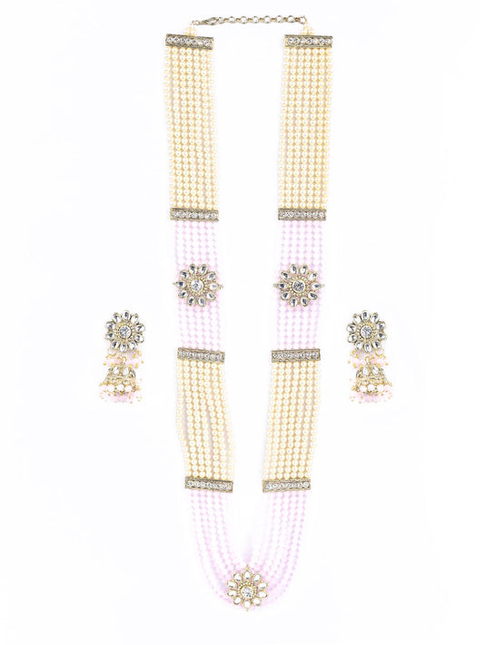 Priyaasi Women Pink Kundan Gold Plated Raani Haar Jewellery Set - Grab2buy