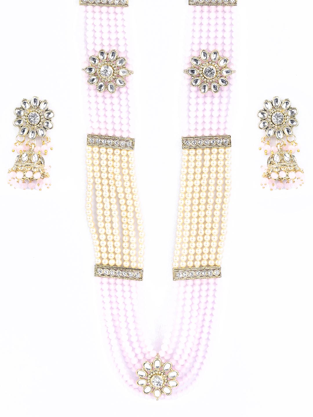 Priyaasi Women Pink Kundan Gold Plated Raani Haar Jewellery Set - Grab2buy