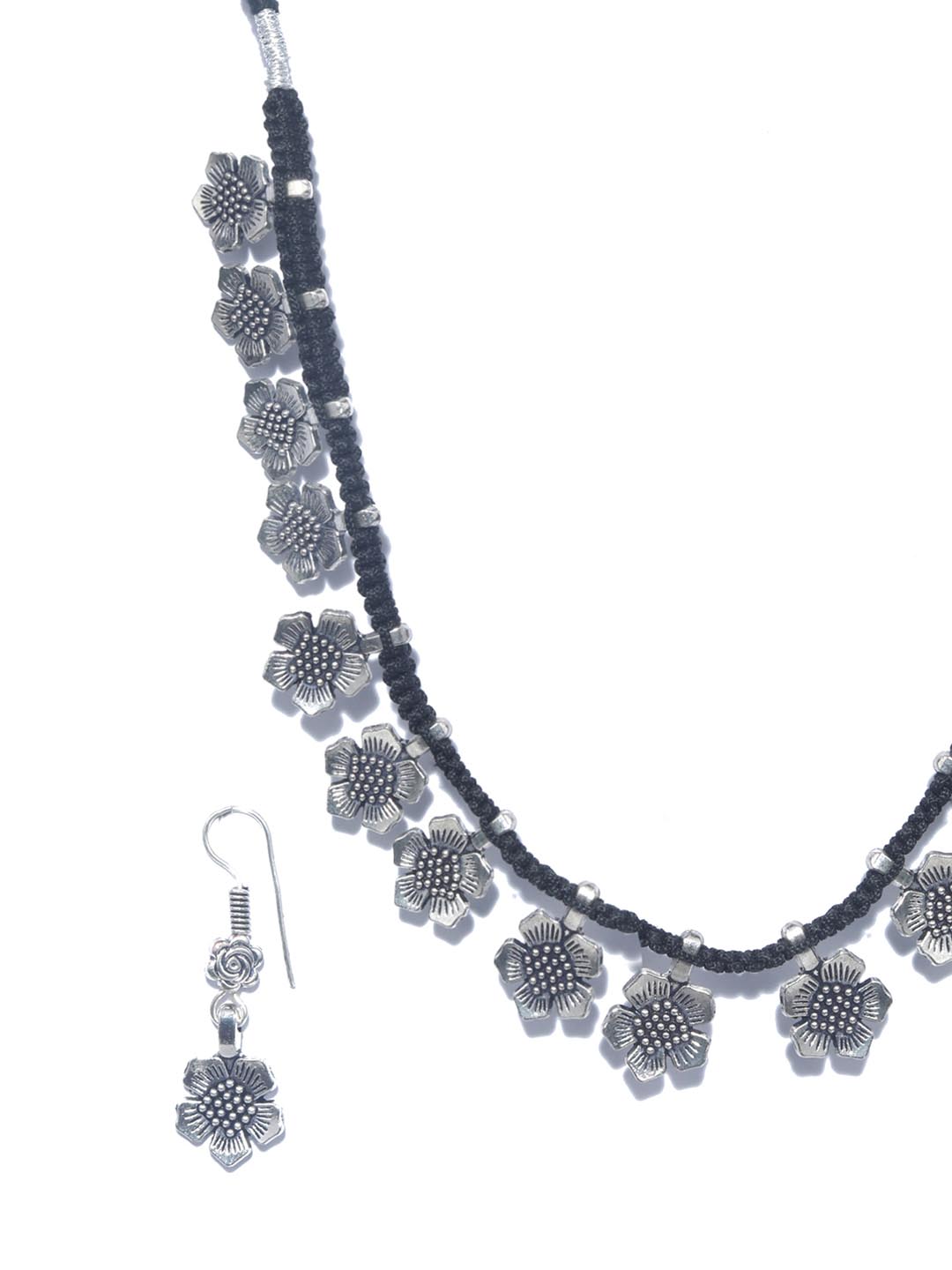Priyaasi Women Black German Silver Plated Jewellery Set - Grab2buy