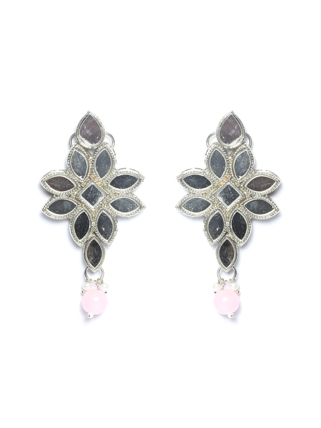 Priyaasi Women Classic American Diamond Rose Gold Floral Jewellery Set - Grab2buy