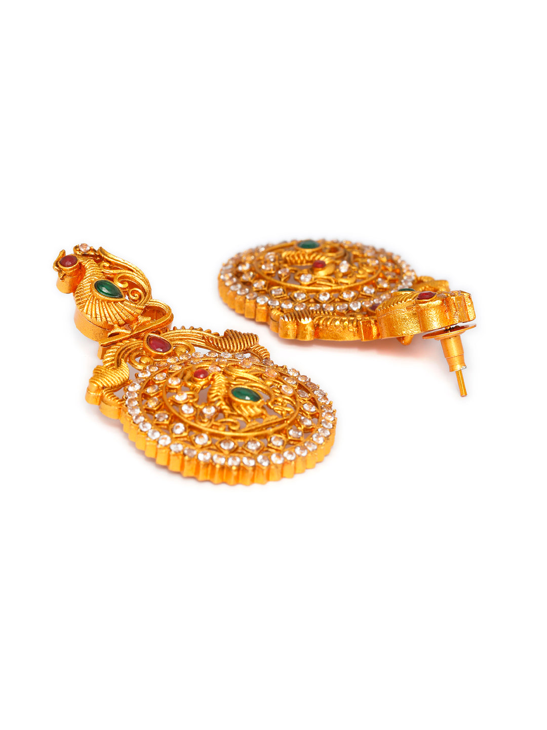 Priyaasi Women Traditional Ruby & Emerald Gold Plated Peacock Jewellery Set - Grab2buy