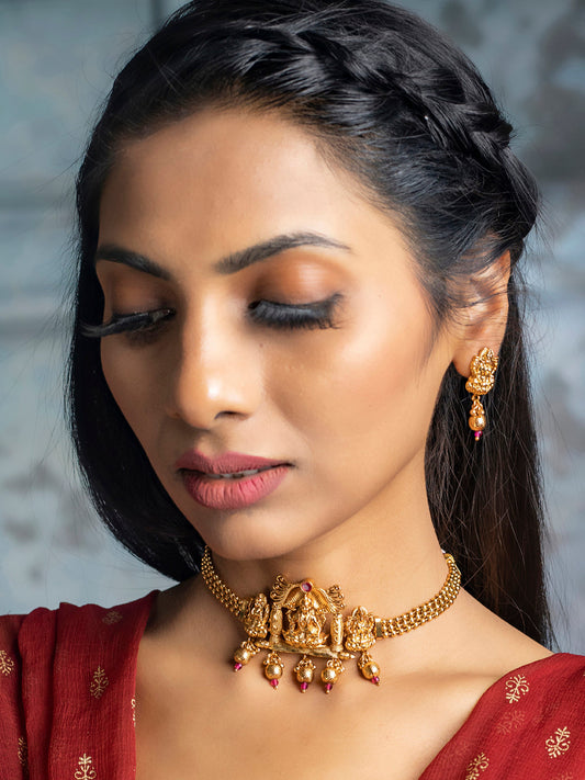 Priyaasi Women Traditional Gold Plated Laxmi Jewellery Set - Grab2buy