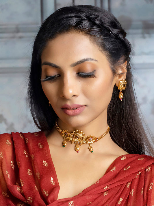 Priyaasi Women Ruby & Emerald Gold Plated Dulhan Doli Jewellery Set - Grab2buy