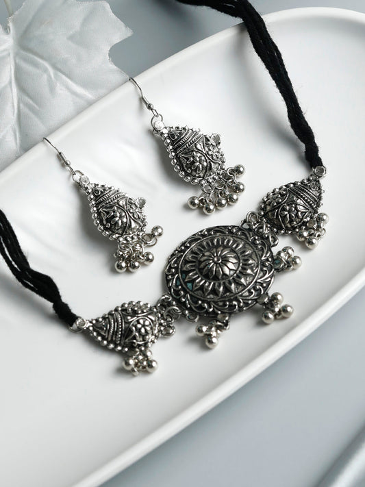Priyaasi Women Tribal Floral Oxidised Jewellery Set - Grab2buy