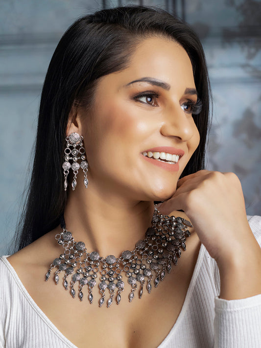Priyaasi Women Tribal Coin Style Oxidised Jewellery Set - Grab2buy