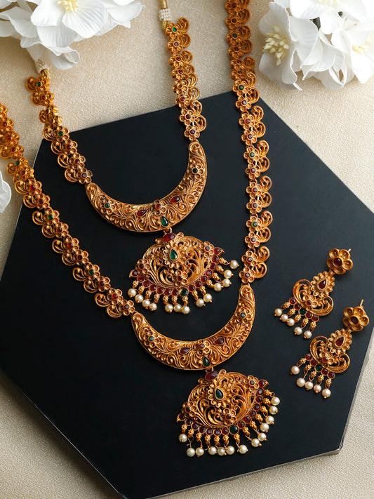 Priyaasi Women Traditional Gold Plated Real Kemp Floral Jewelley Set - Grab2buy