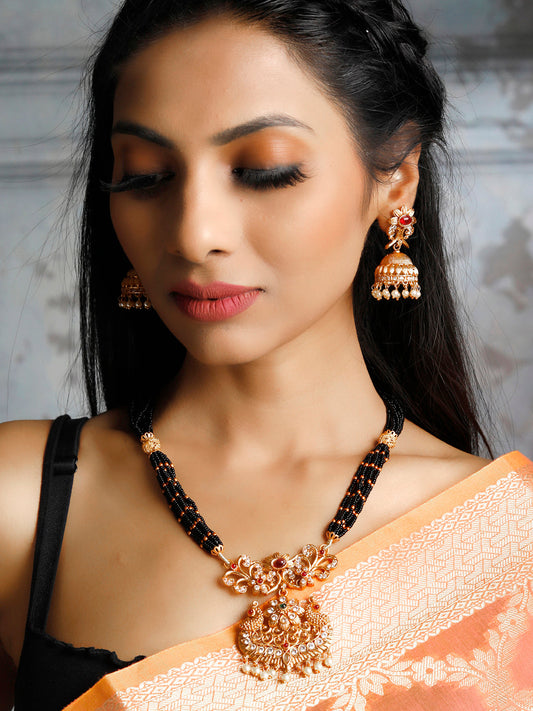 Priyaasi Women Traditional Real Kemp Gold & Black Mangalsutra Set - Grab2buy