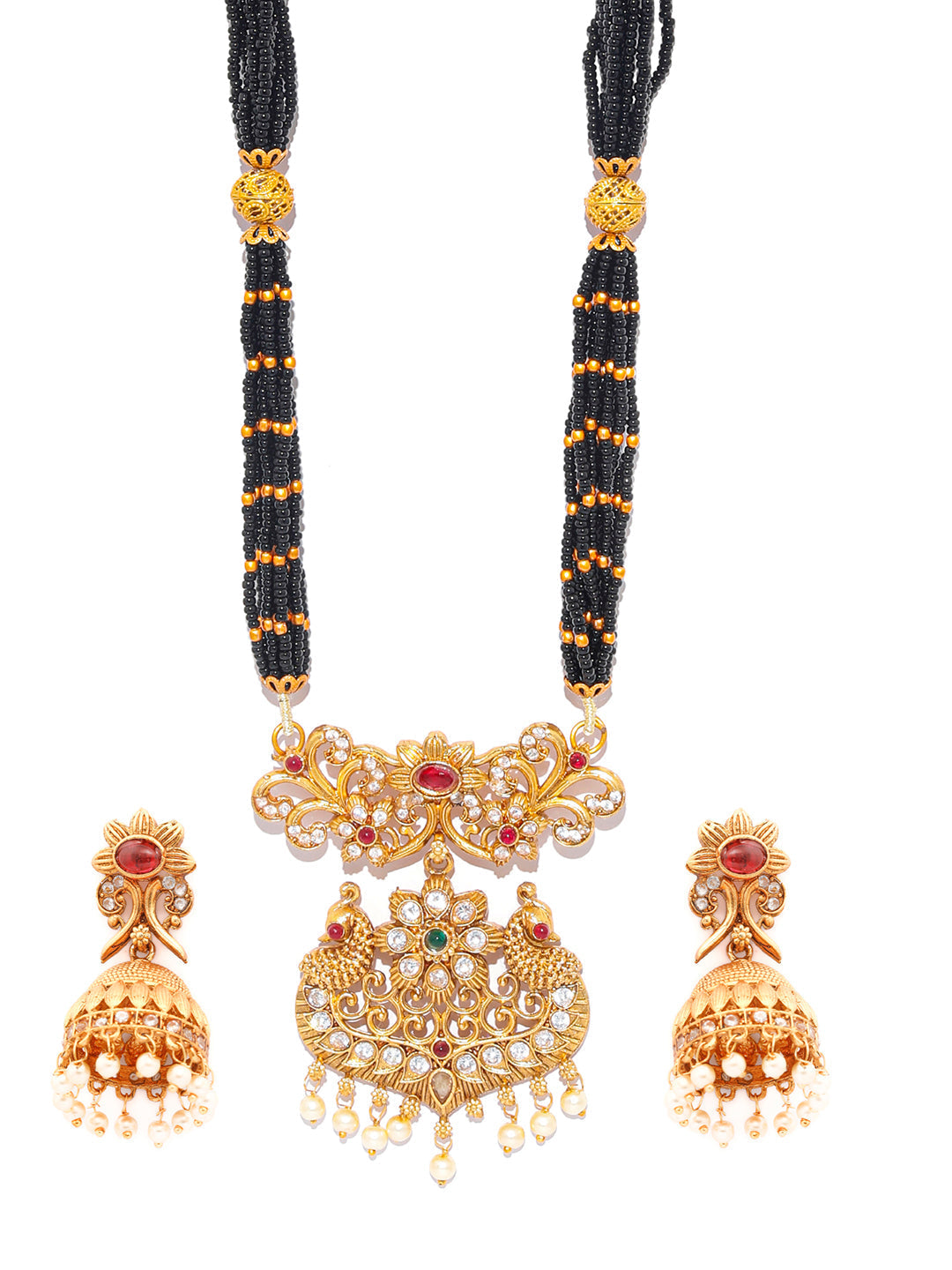 Priyaasi Women Traditional Real Kemp Gold & Black Mangalsutra Set - Grab2buy