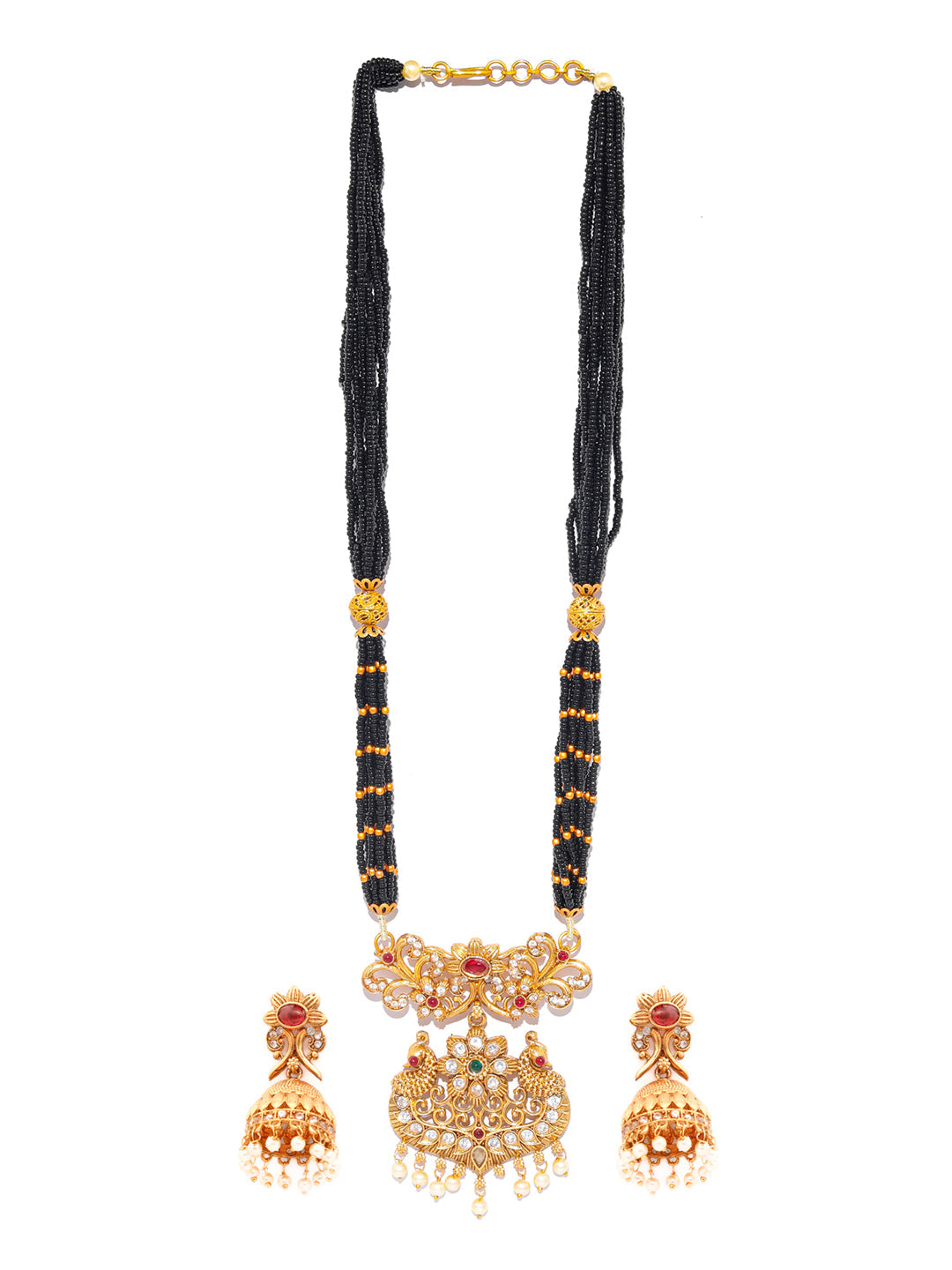 Priyaasi Women Traditional Real Kemp Gold & Black Mangalsutra Set - Grab2buy