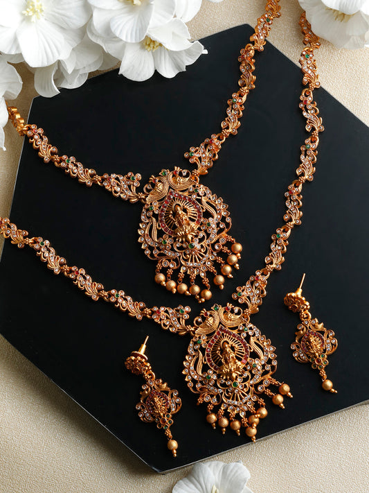 Priyaasi Women Traditional Gold Plated Real Kemp Goddess Laxmi Jewelley Set - Grab2buy