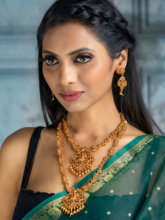 Priyaasi Women Traditional Gold Plated Real Kemp Goddess Laxmi Jewelley Set - Grab2buy