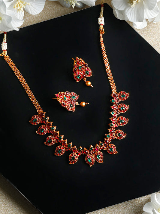 Priyaasi Women Real Kemp Gold Plated Leaf Jewellery Set - Grab2buy