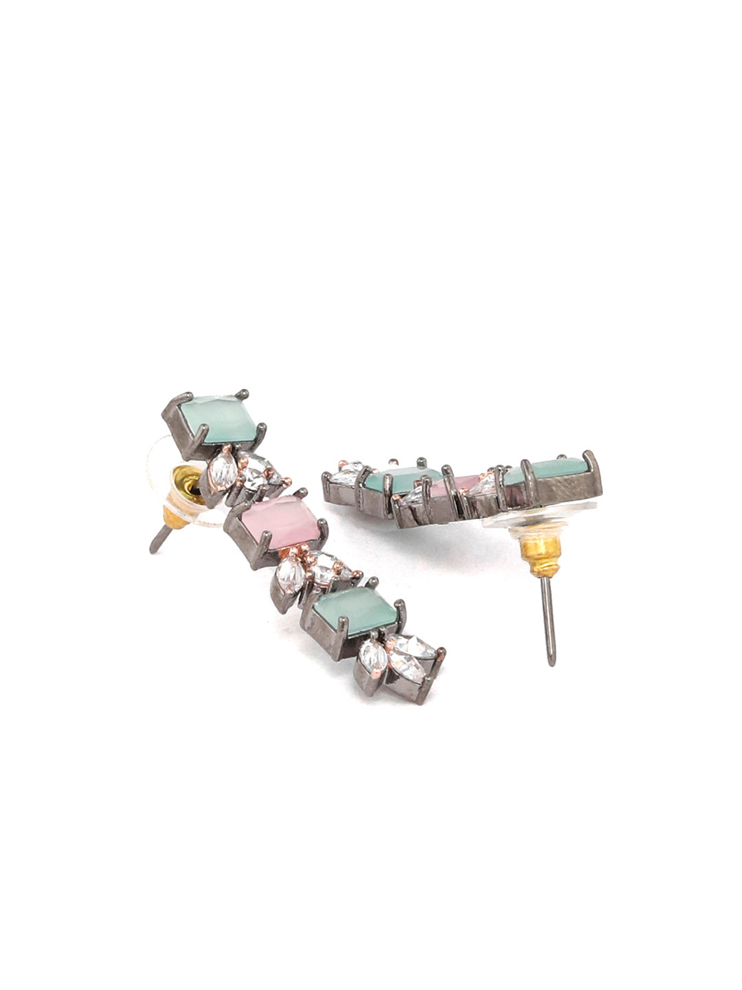 Priyaasi Women Contemporary American Diamond Silver Plated Jewellery Set - Grab2buy