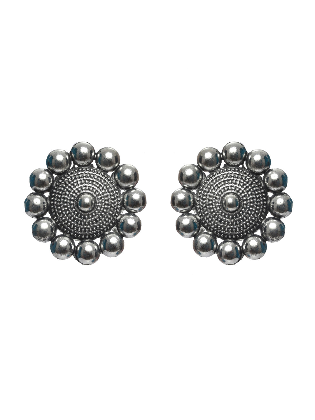 Priyaasi Women Oxidised Silver Floral Multilayer Chain Jewellery Set - Grab2buy