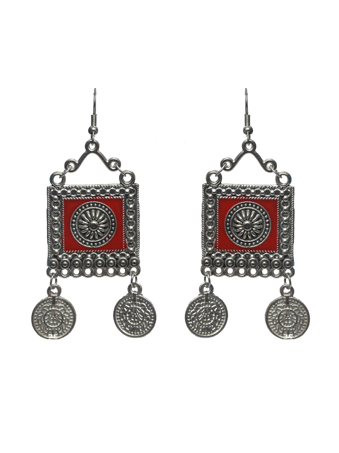 Priyaasi Women Oxidised Silver Multicolor Floral Elephant Pattern Jewellery Set - Grab2buy