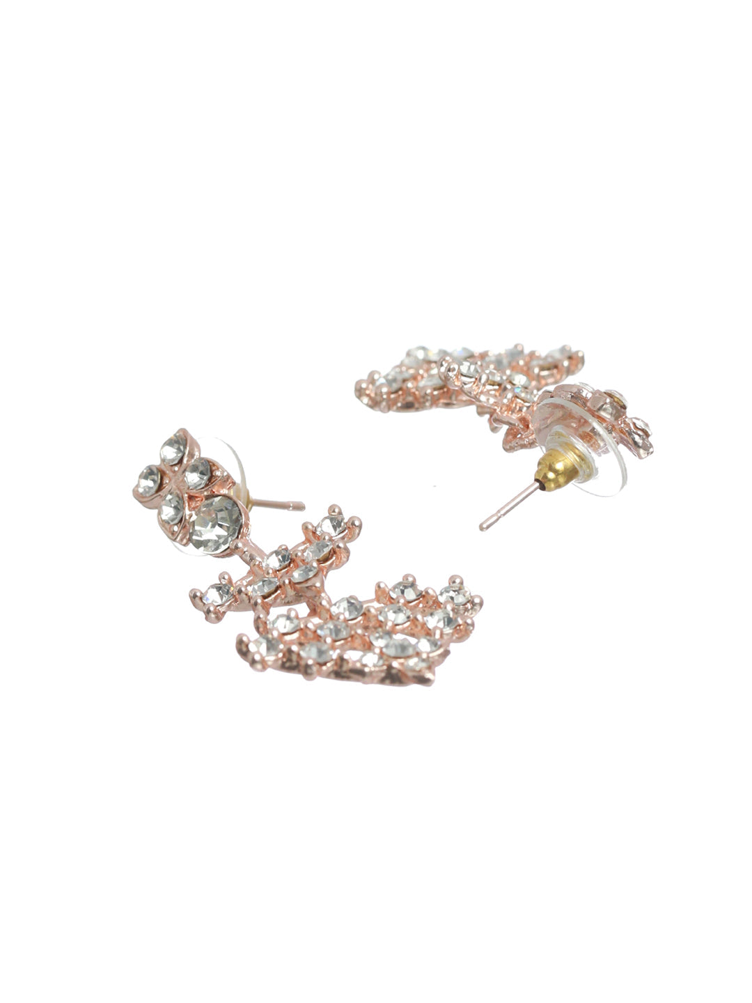 Priyaasi Women Floral American Diamond Rose Gold Plated Jewellery Set - Grab2buy