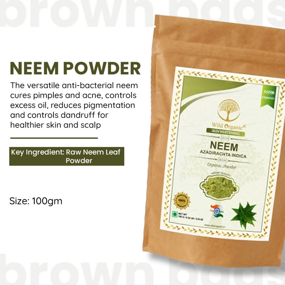 Wild Organic Neem Leaf Powder For Face And Hair Pack 