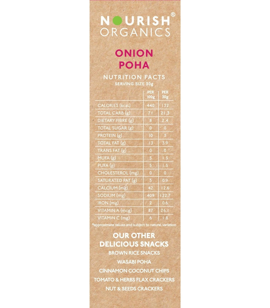 Nourish Organics Onion Poha ingredients