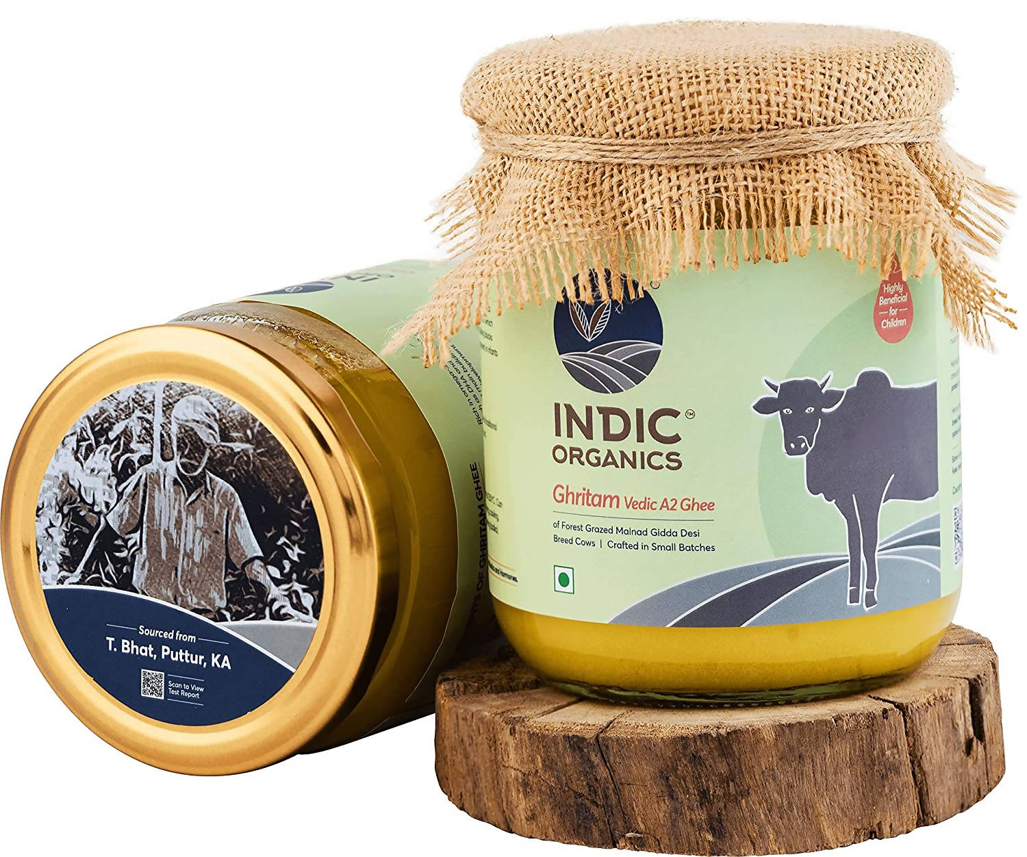 Indic Organics Forest Grazing Malnad Gidda Desi Cow's A2 Ghee | Pure Desi Cow Ghee | Cultured Premium Ghee 