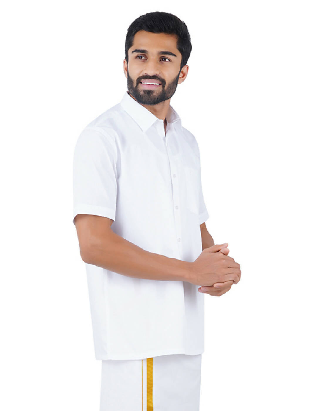 Ramraj Cotton Mens Half Sleeve Formal 100 % Cotton White Shirt 