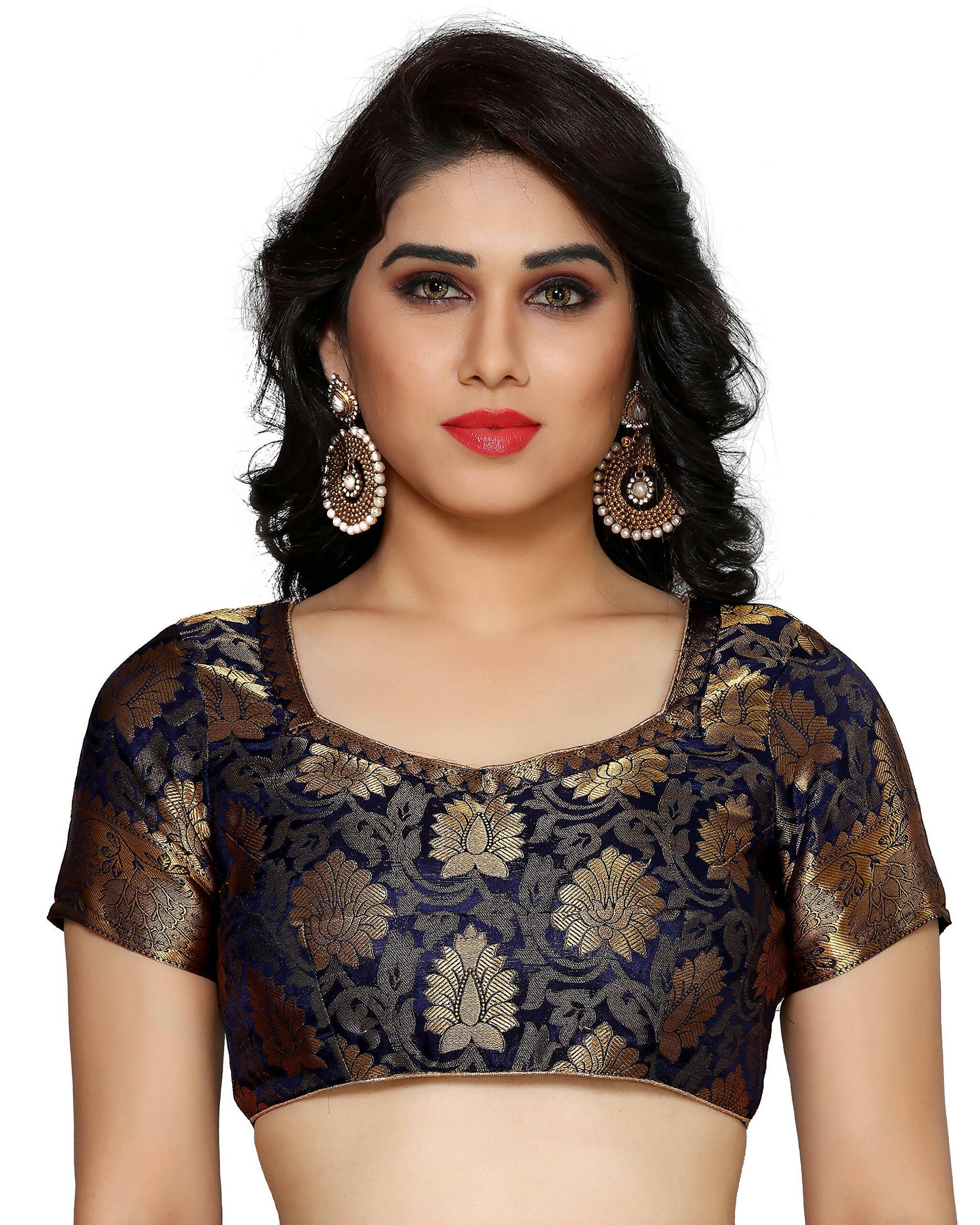 Mimosa Women's Kanchipuram Silk Navy Blue Saree