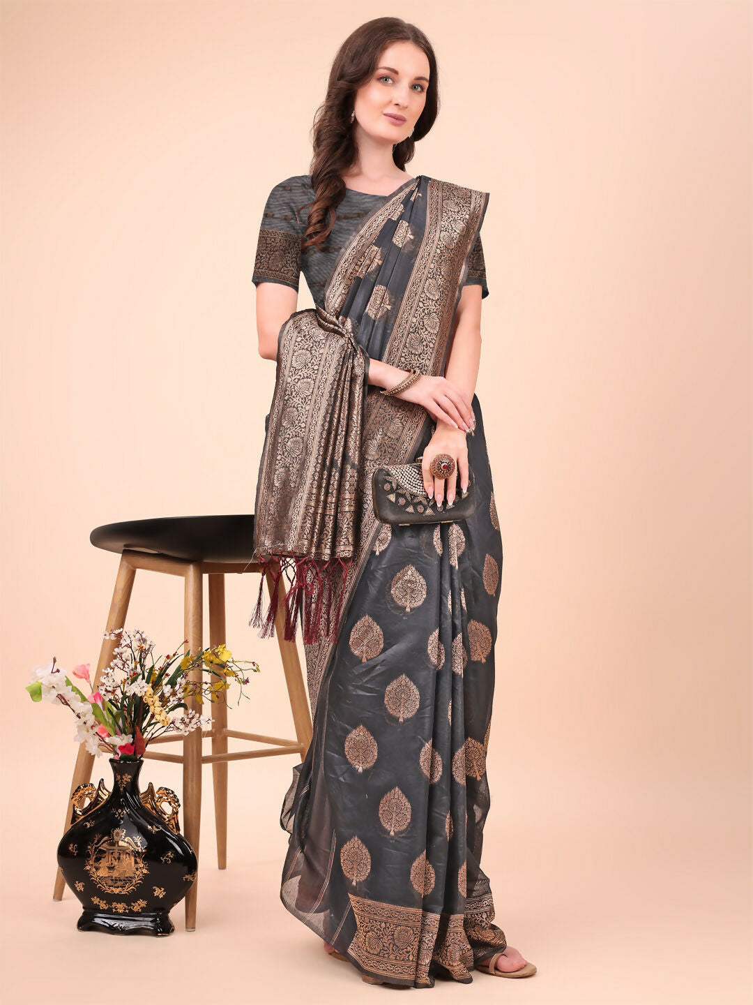 Shree Shyam Fashion Cotton Black Saree