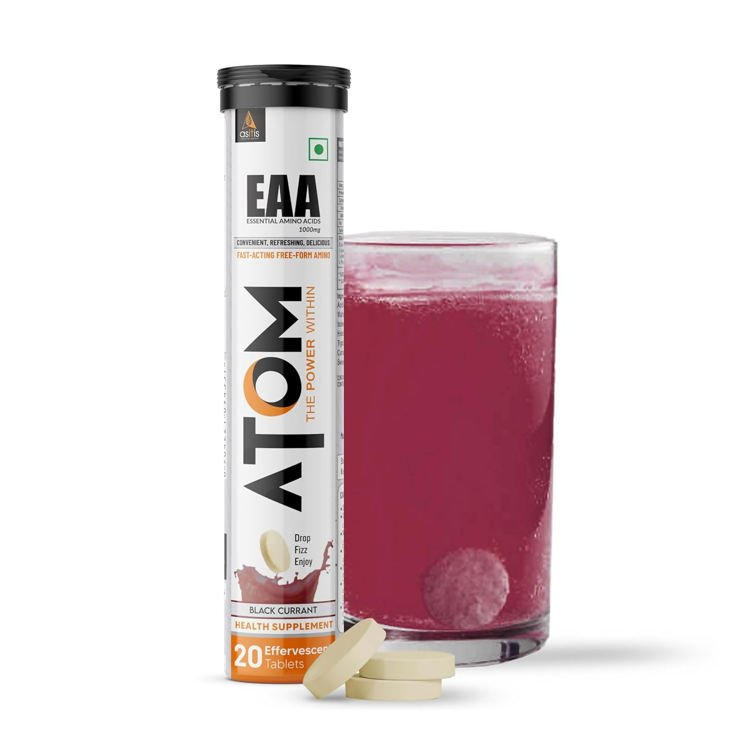 As-It-Is Atom Eaa Effervescent Tablets Black Currant Flavour 