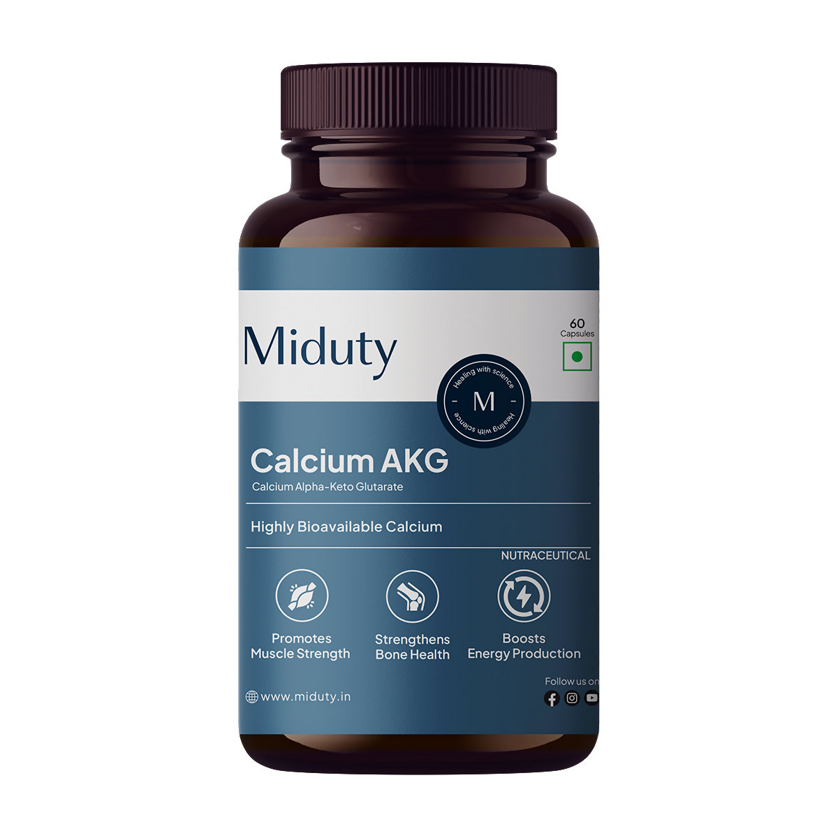 Miduty by Palak Notes Calcium Alpha-Ketoglutarate (AKG) Capsules 