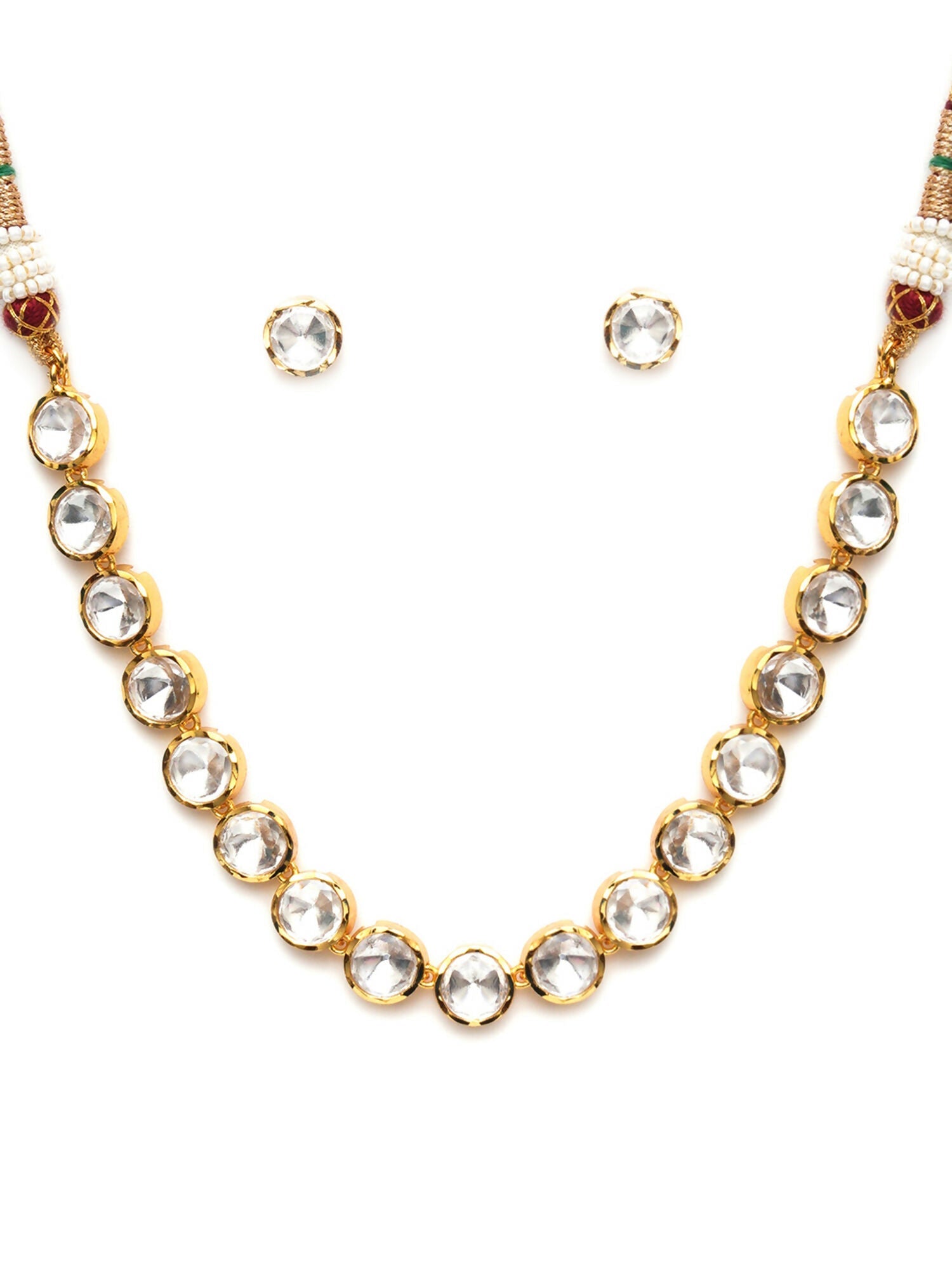 Kundan Choker with Studs Jewellery Set (Gold) - Ruby Raang - Grab2buy