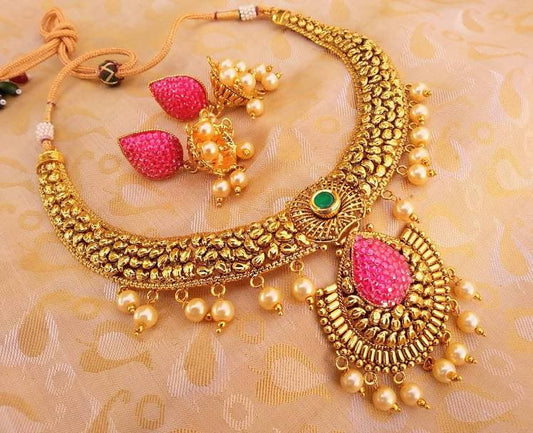 Amazing Antique Necklace Set with Pearl Drops