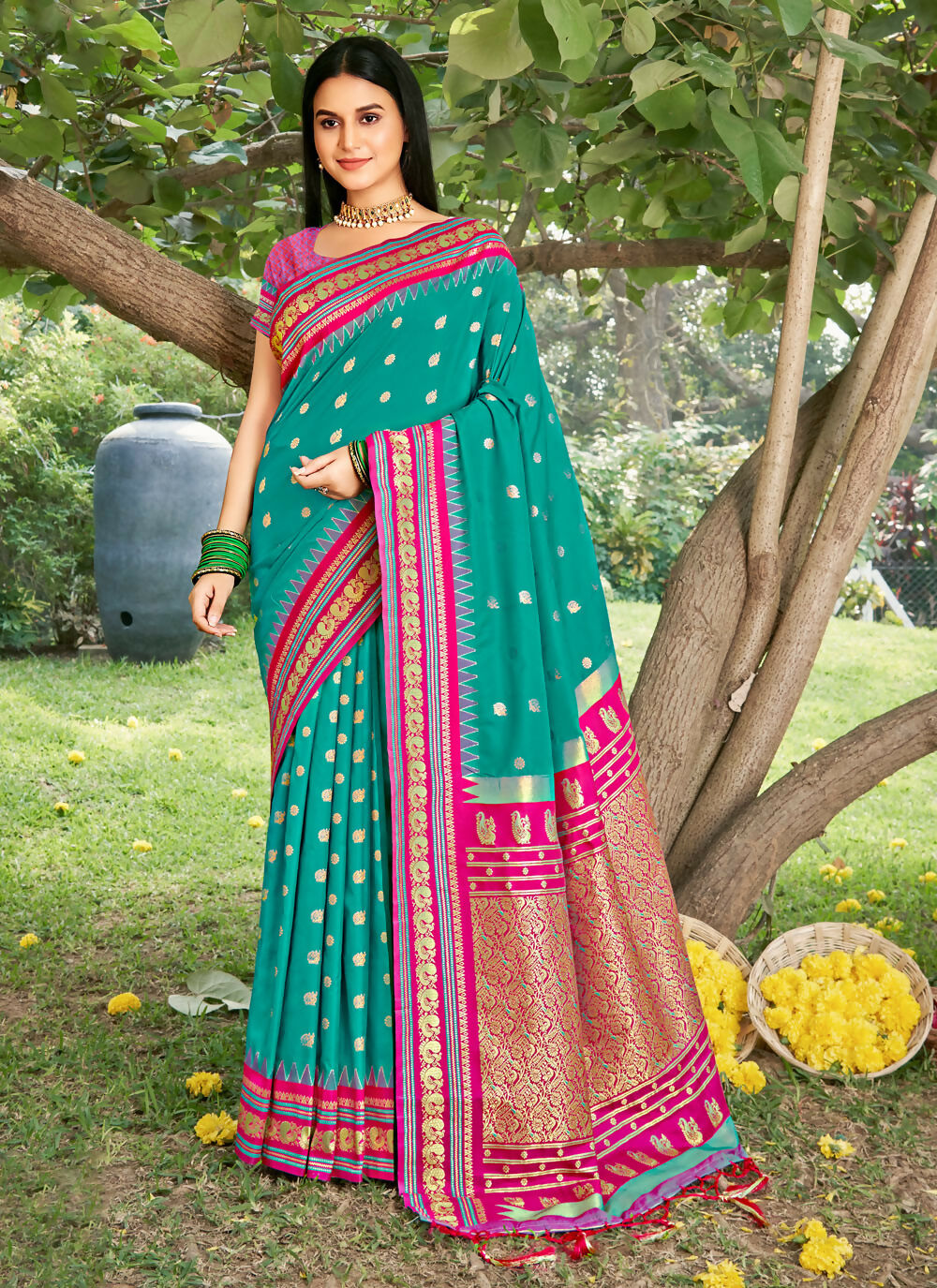 Shree Shyam Fashion Sea Green Soft Silk Saree