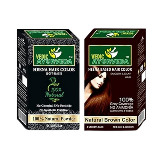 VedicAyurveda Natural Soft Black & Natural No Ammonia Dark Brown Henna Hair Color Powder  Grab2Buy VedicAyurveda Grab2Buy