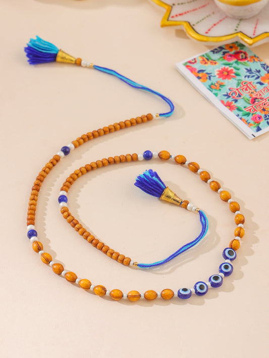 NVR Men Evil Eye Multicolor Thread Rakhi with Roli Chawal Chandan & Mishri | Grab2Buy