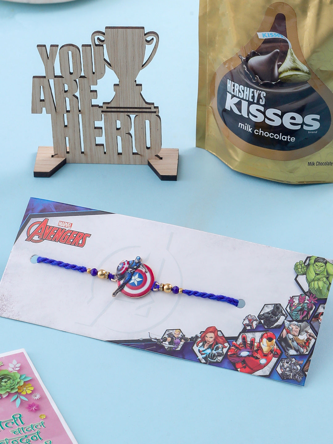 NVR Kids Superhero Blue Artificial Beads Thread Rakhi, Combo for Rakshabandhan | Grab2Buy