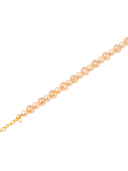 NVR Women Gold Toned Artificial Beads Wraparound Rakhi with Roli Chawal Chandan & Mishri | Grab2Buy