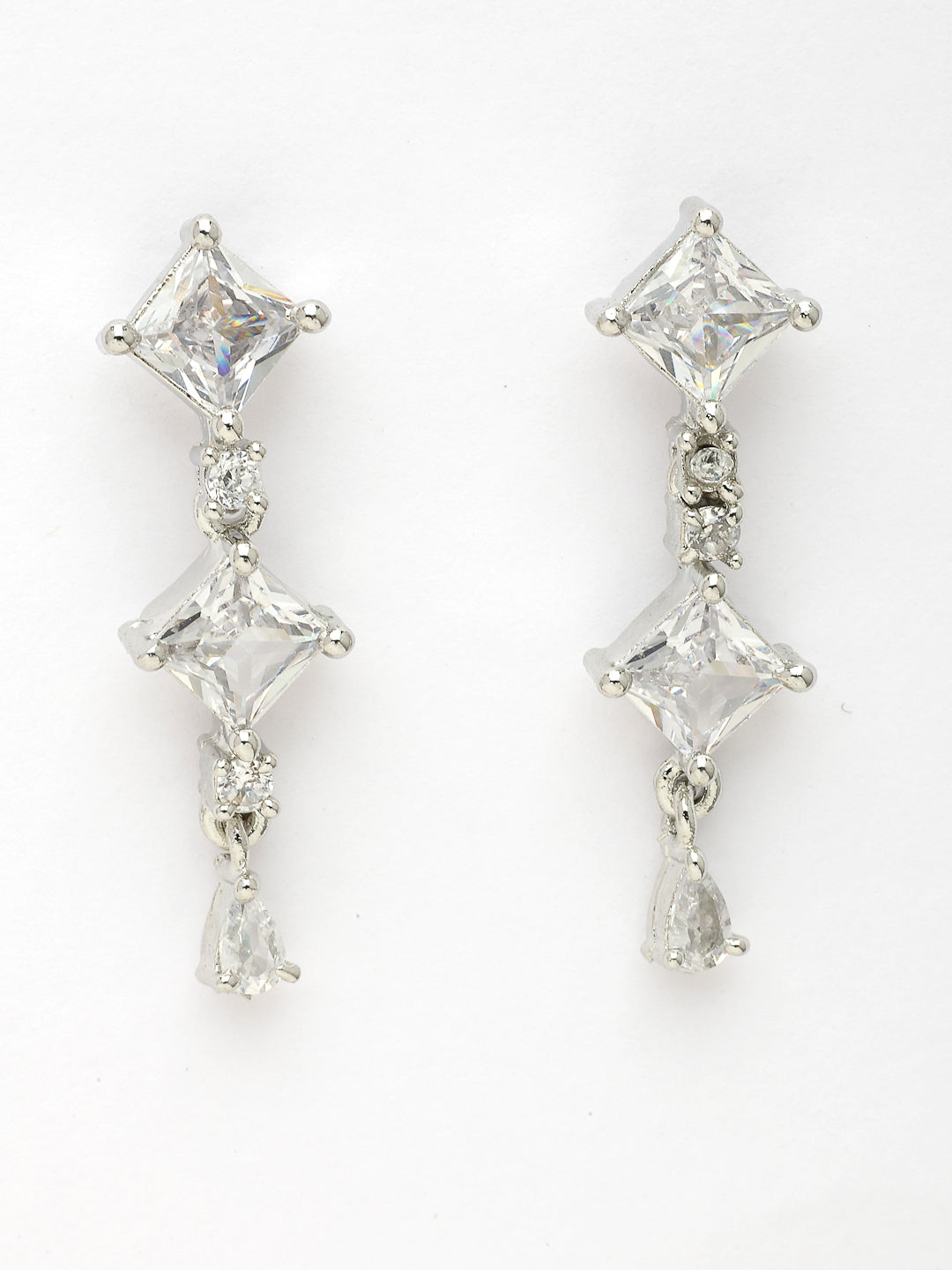 NVR Women's Silver-Plated CZ-Studded Brass Handcrafted Jewellery Set NR Retail-NVR