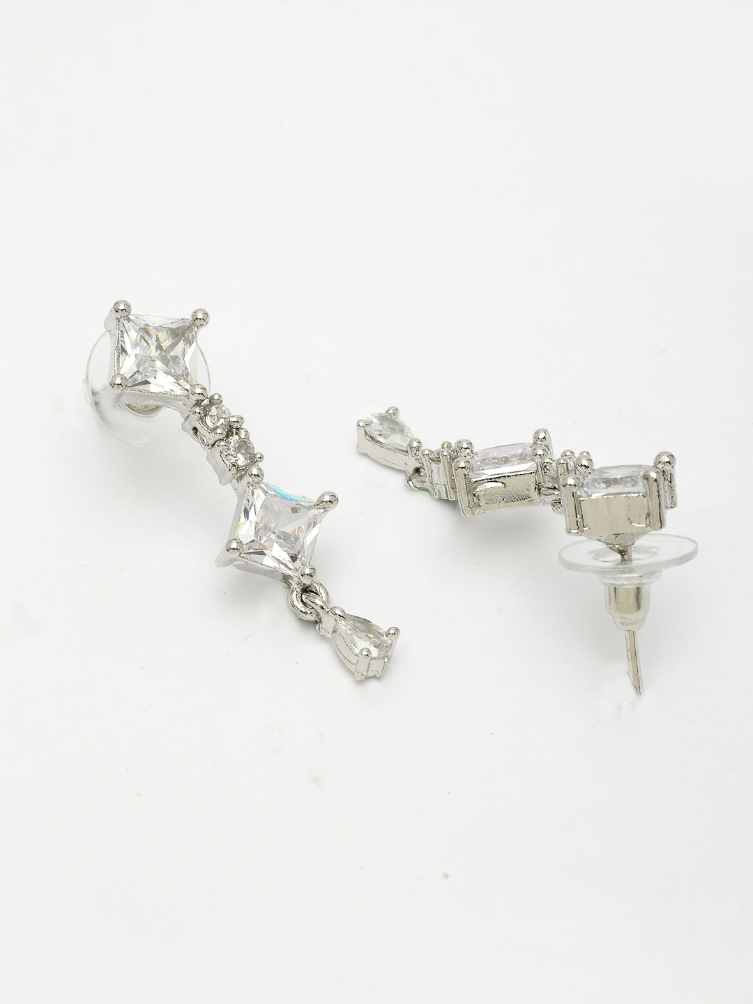 NVR Women's Silver-Plated CZ-Studded Brass Handcrafted Jewellery Set NR Retail-NVR