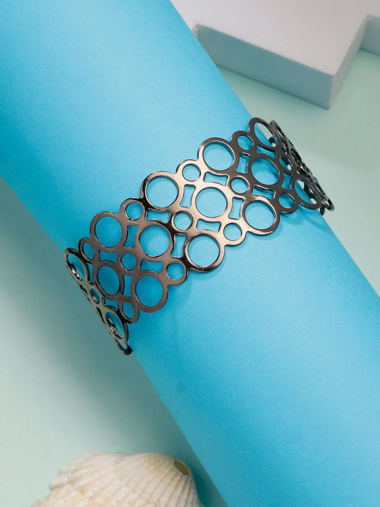 NVR Women's Rhodium-Plated Cuff Bracelet | Grab2Buy