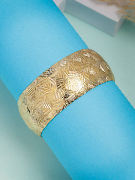 NVR Women's Gold-Polished Self-design Cuff Bracelet | Grab2Buy