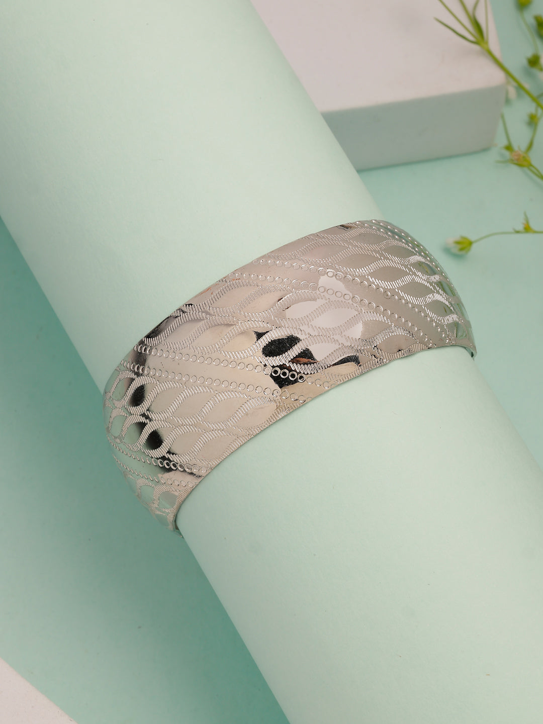 NVR Women's Silver-Plated Self-design Cuff Bracelet | Grab2Buy