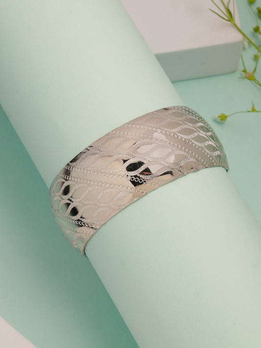 NVR Women's Silver-Plated Self-design Cuff Bracelet | Grab2Buy