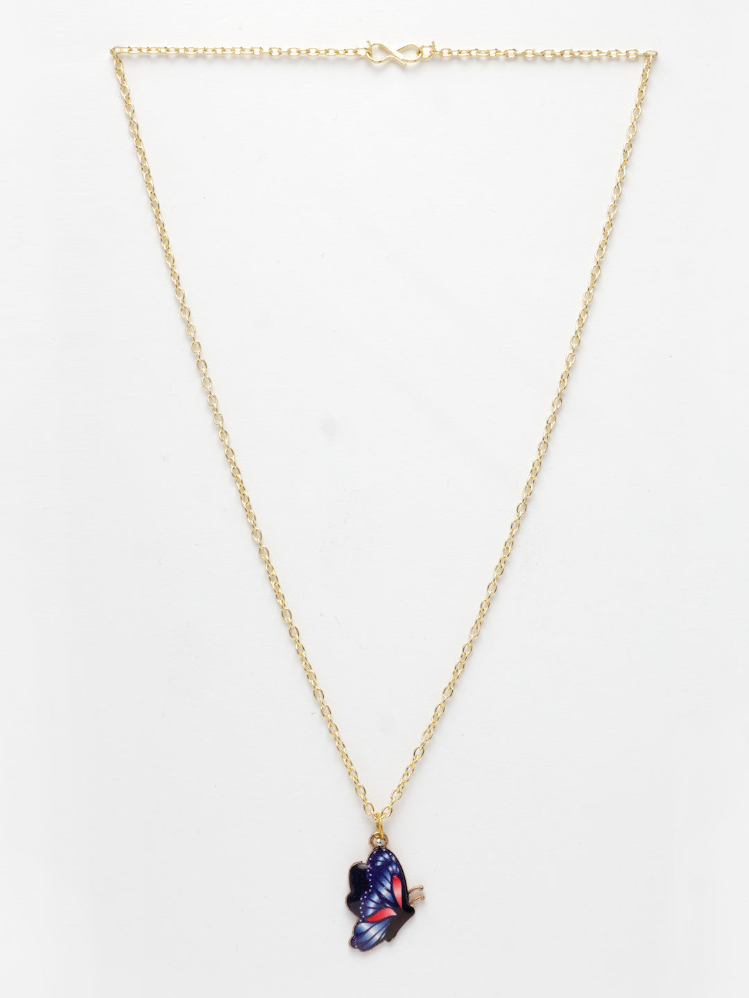 NVR Women's Gold-Polished Chain With Butterfly Pendant 