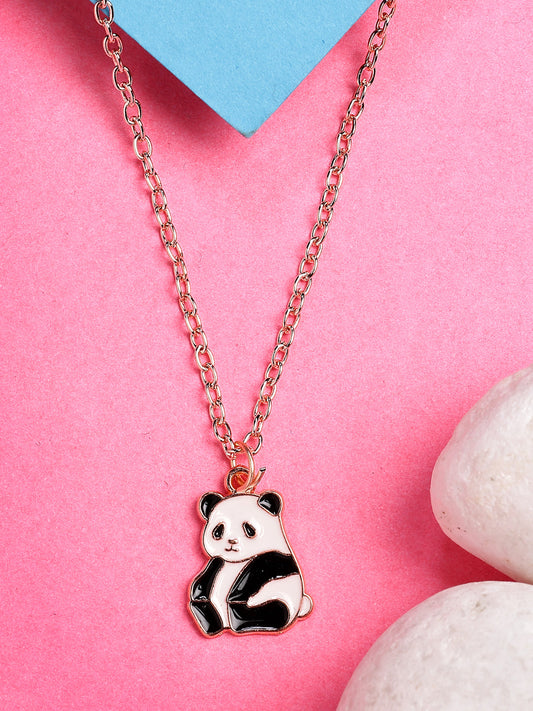 NVR Women's Rose Gold-Polished Chain With Panda Pendant
