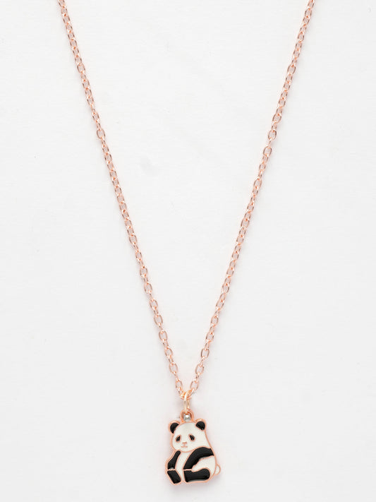 NVR Women's Rose Gold-Polished Chain With Panda Pendant