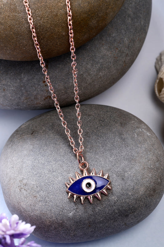 NVR Women's Rose Gold-Polished Chain With Evil Eye Pendant 