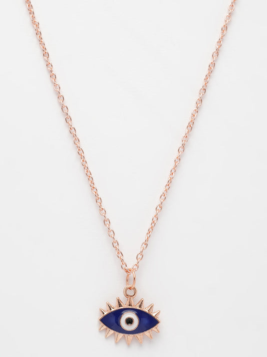 NVR Women's Rose Gold-Polished Chain With Evil Eye Pendant