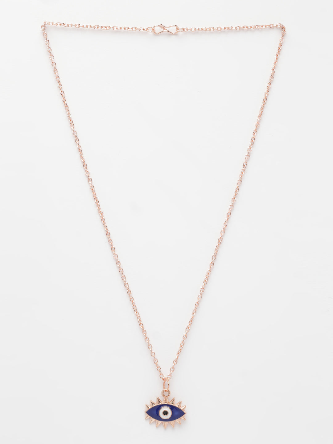 NVR Women's Rose Gold-Polished Chain With Evil Eye Pendant 