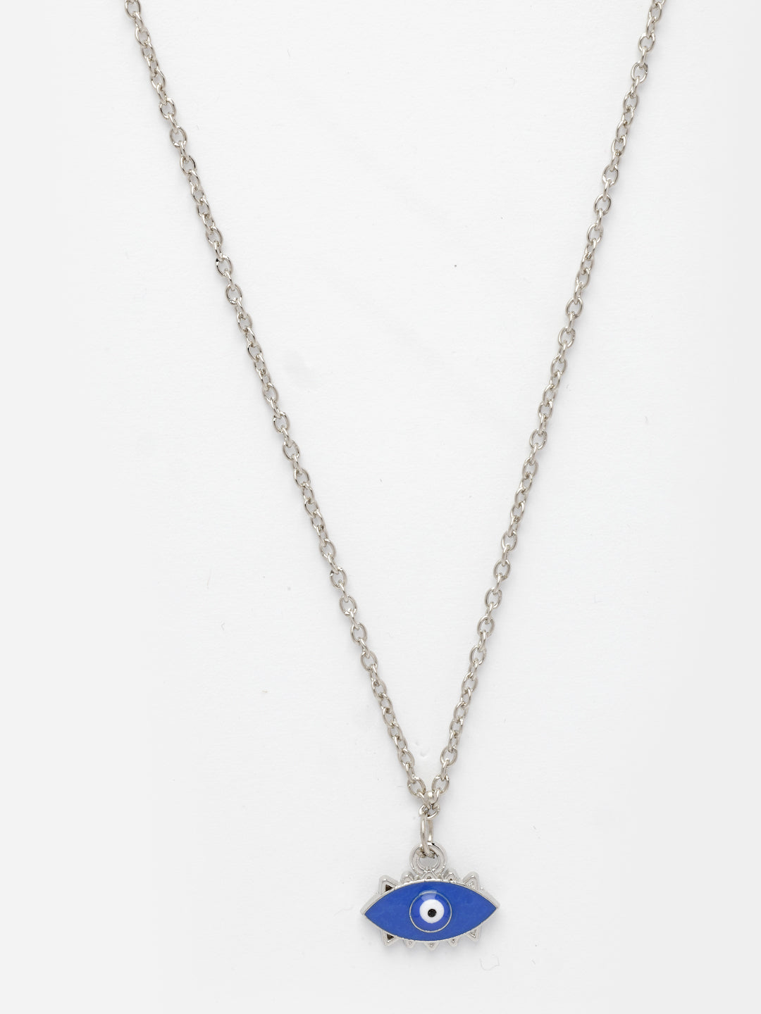 NVR Women's Silver-Plated Chain With Evil Eye Pendant 