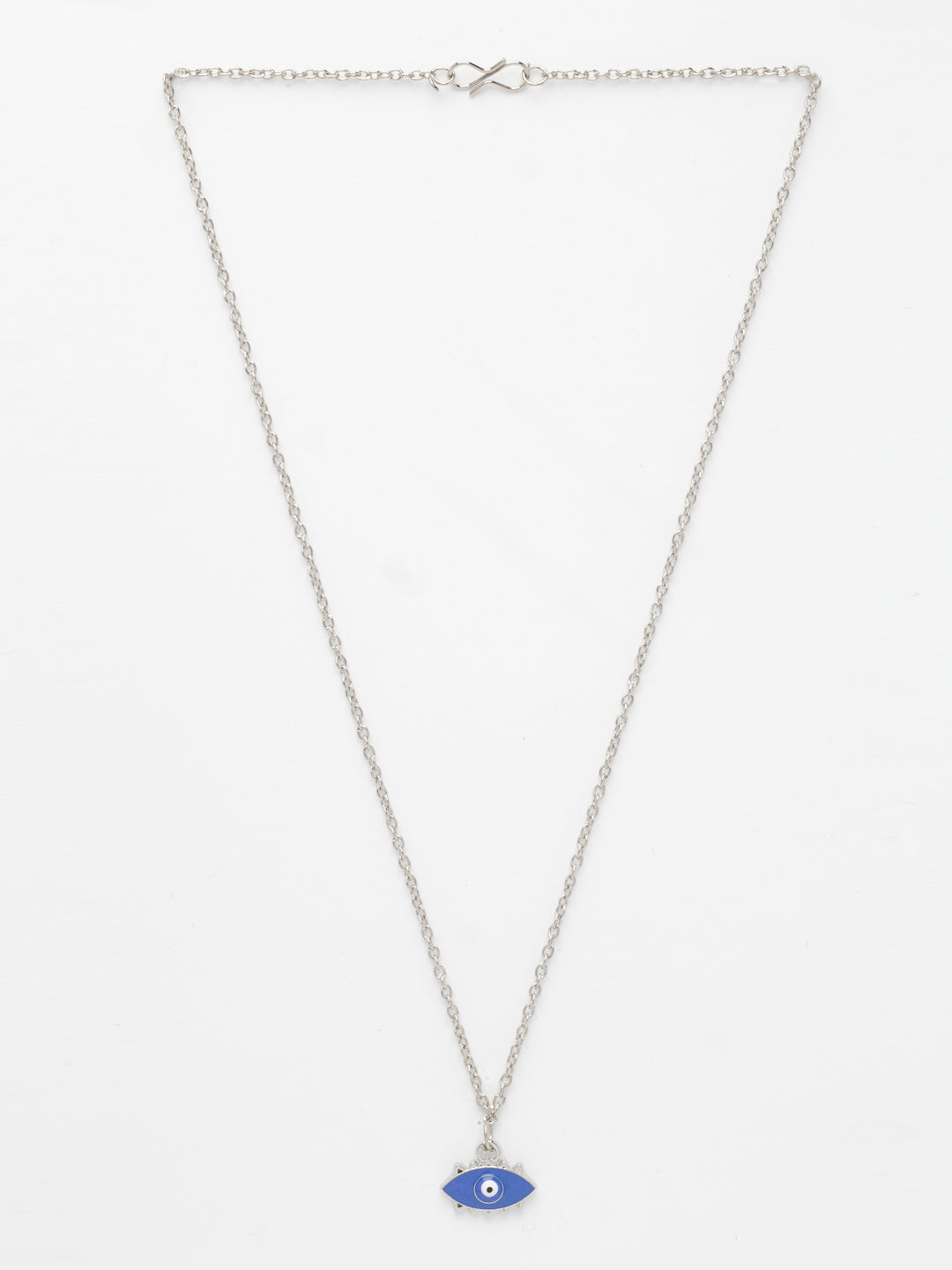 NVR Women's Silver-Plated Chain With Evil Eye Pendant 
