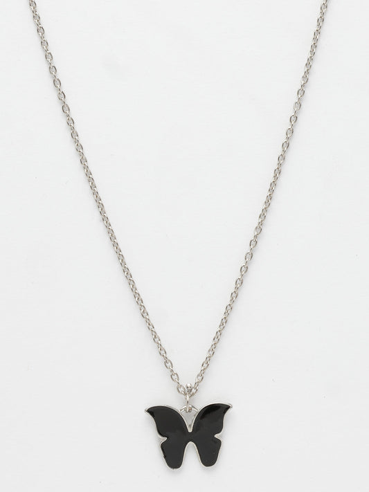 NVR Women's Silver-Plated Chain With Butterfly Pendant